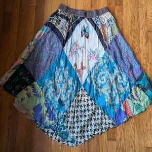 Burning Torch Colorful Patchwork A-Line Skirt Fairy Festival Maxi